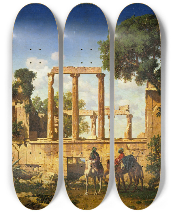 Triptych art skateboard deck of Prosper Marilhat The Erechtheion Athens by Prosper Marilhat (1811-1847)