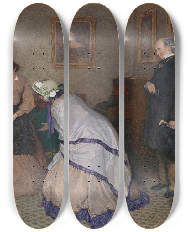 Triptych art skateboard deck of Frederick Walker Strange Faces by Frederick Walker (1840-1875)