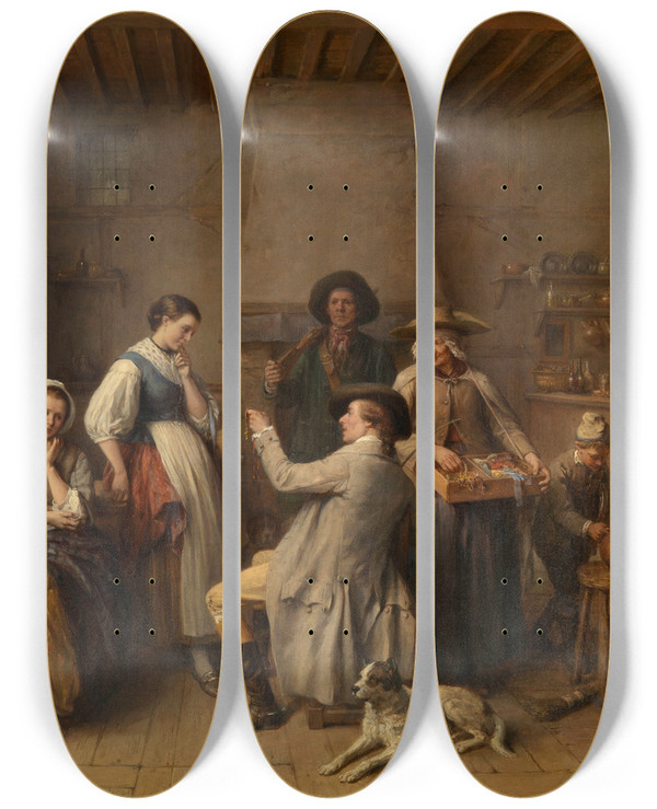 Triptych art skateboard deck of Jeanbaptiste Madou Courtesy by Jean-Baptiste Madou (1796-1877)