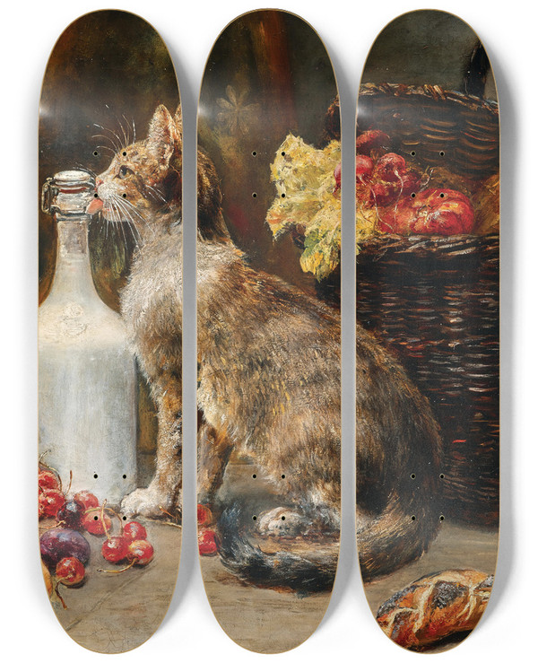 Triptych art skateboard deck of August Pollak Picky Tongue by August Pollak (1838)