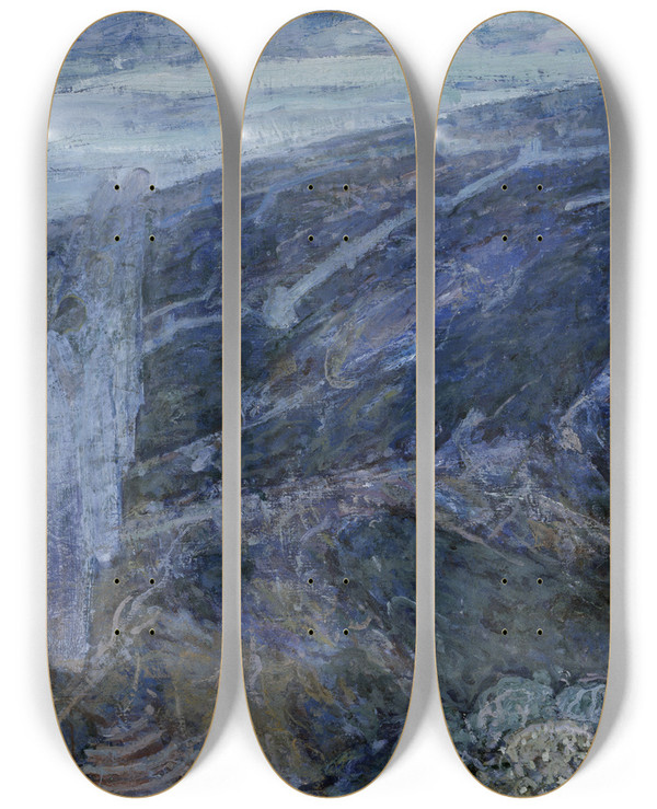 Triptych art skateboard deck of Henry Ossawa Tanner Angels Appearing Before The Shepherds by Henry Ossawa Tanner (1859-1937)