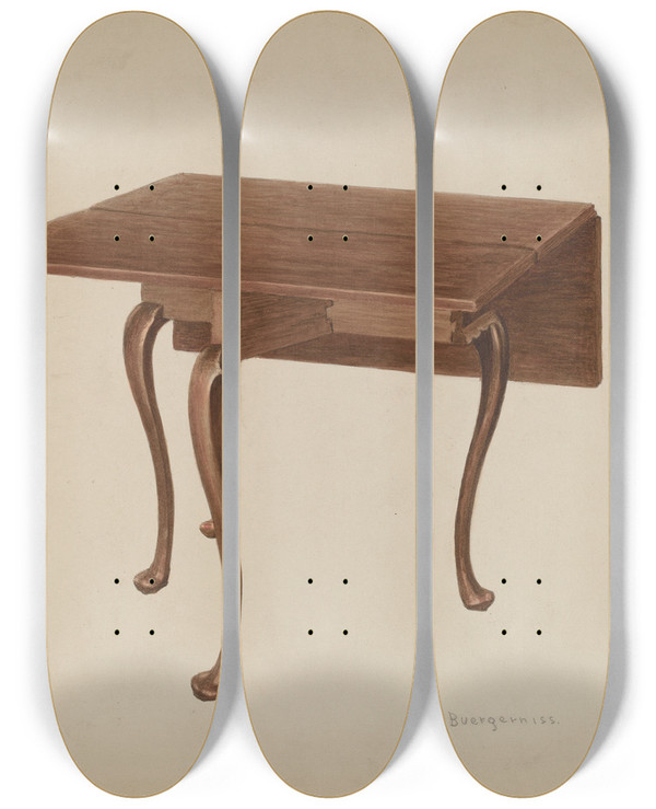 Triptych art skateboard deck of Carl Buergerniss Cherry Table by Carl Buergerniss (20-)