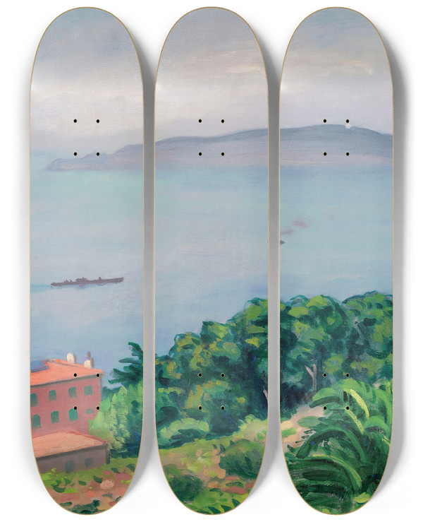 Triptych art skateboard deck of Albert Marquet Toulon Le Cap Brun by Albert Marquet (1875-1947)