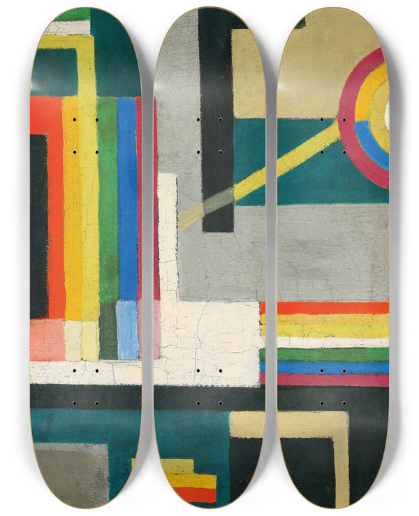 Triptych art skateboard deck of Arthur Segal Komposition by Arthur Segal (1875-1944)