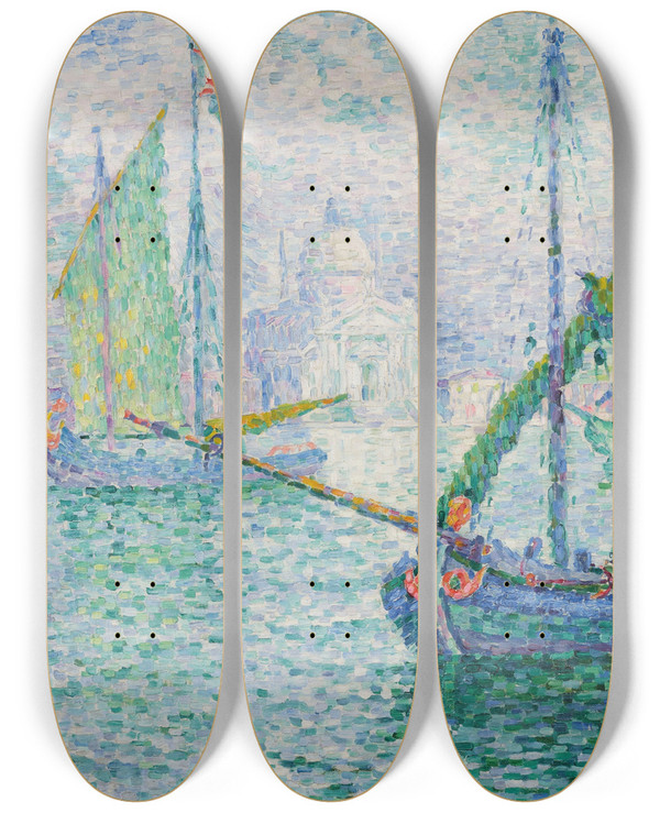 Triptych art skateboard deck of Paul Signac Venise Le Rdempteur by Paul Signac (1863-1935)