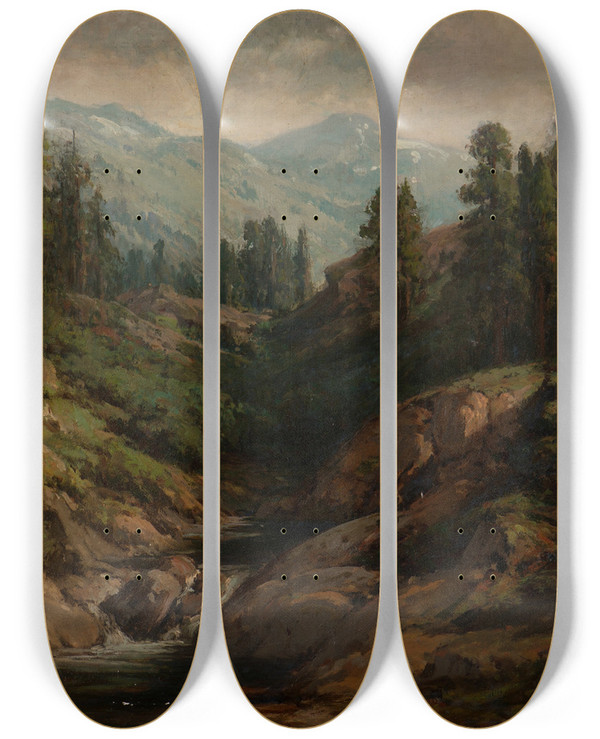 Triptych art skateboard deck of William Franklin Jackson Soda Springs by William Franklin Jackson (1850-1936)