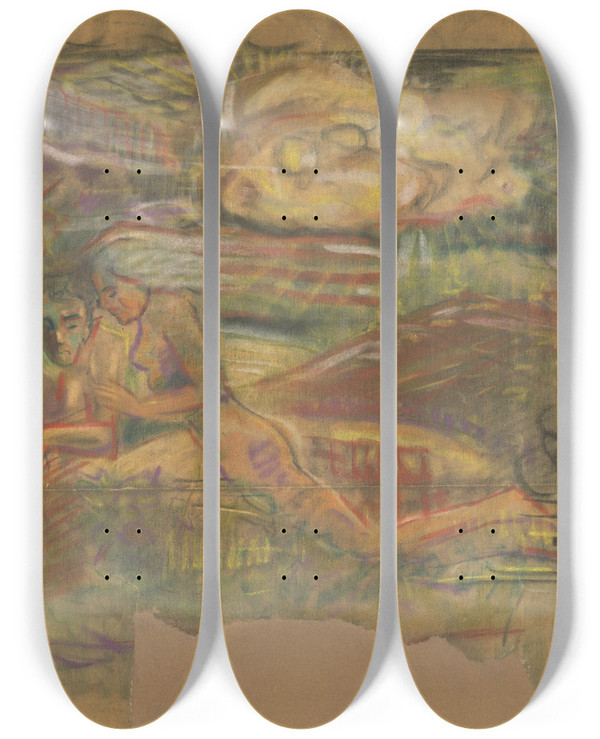 Triptych art skateboard deck of Arnold Peter Weiszkubnan Desire by Arnold Peter Weisz-Kubnan (1898-1944)