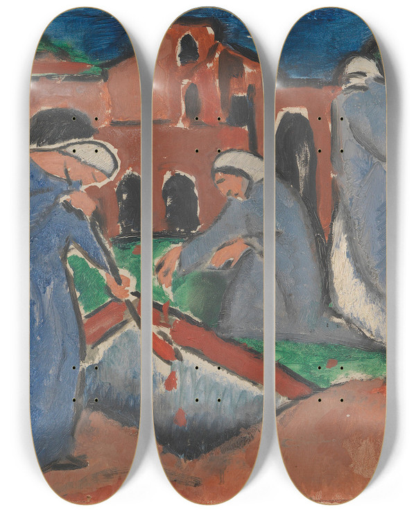 Triptych art skateboard deck of Josef Eberz Begrbnis by Josef Eberz (1880-1942)