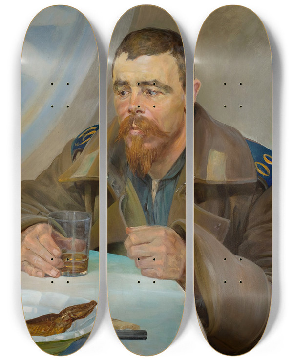 Triptych art skateboard deck of Jacek Malczewski Exile Right Section Of The Triptych by Jacek Malczewski (1854-1929)