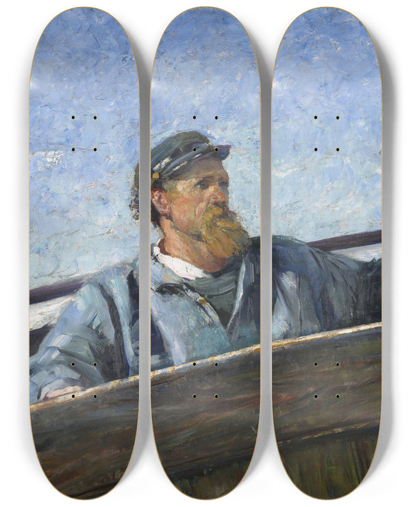 Triptych art skateboard deck of Christian Krohg North Wind by Christian Krohg (1852-1925)