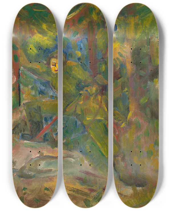 Triptych art skateboard deck of Arnold Peter Weiszkubnan Over The Prey by Arnold Peter Weisz-Kubnan (1898-1944)