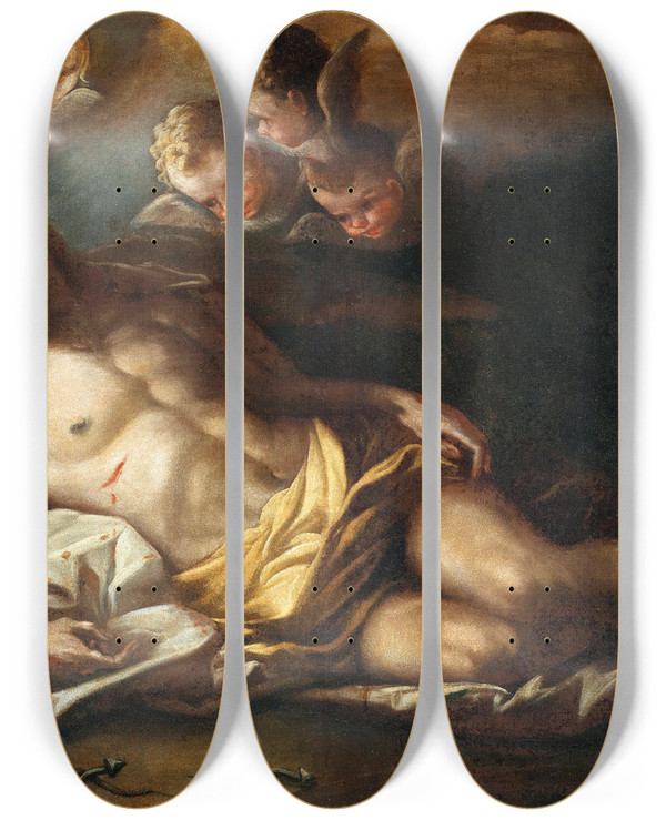 Triptych art skateboard deck of Neapolitan School The Deposition by Neapolitan School
