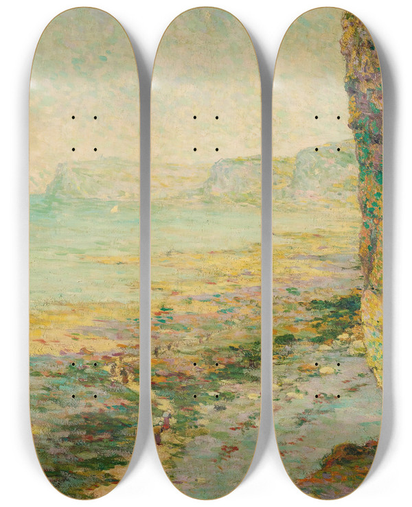 Triptych art skateboard deck of Claude Emile Schuffenecker Falaises Mares Basse by Claude Emile Schuffenecker (1851-1934)