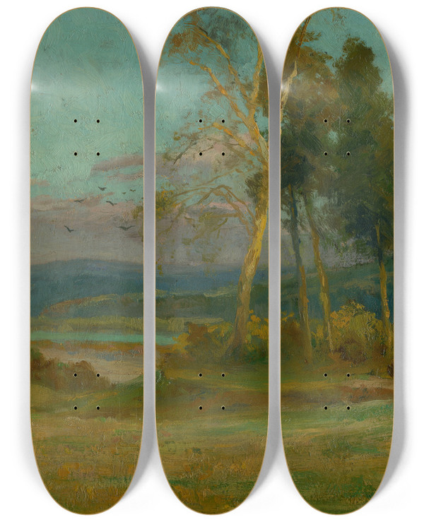 Triptych art skateboard deck of Udovt Ordk Landscape From Turne by udovt ordk (1865-1937)