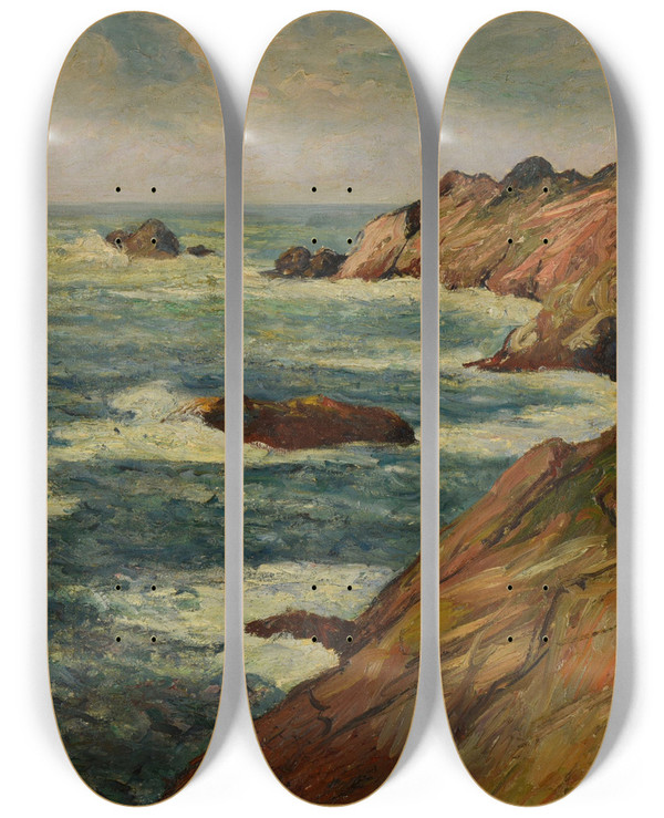 Triptych art skateboard deck of Maxime Maufra La Pointe Du Raz Les Courants by Maxime Maufra (1861-1918)