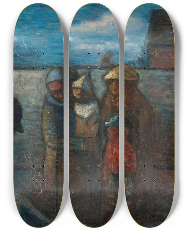 Triptych art skateboard deck of Wacaw Wsowicz Wypadek by Waclaw Wasowicz (1891-1942)