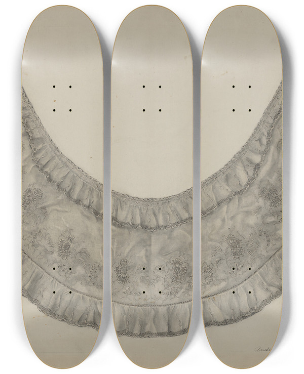 Triptych art skateboard deck of Andrew Topolosky Collar by Andrew Topolosky