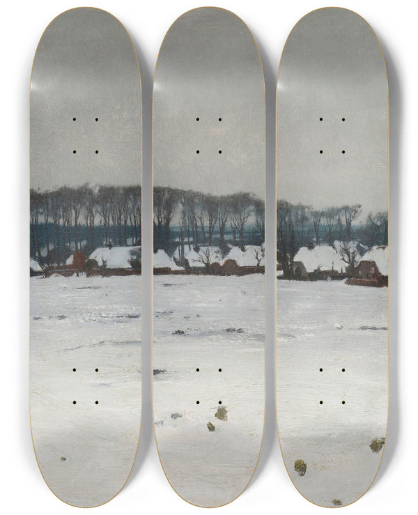 Triptych art skateboard deck of Willem Witsen Winter Landscape by Willem Witsen (1860-1923)