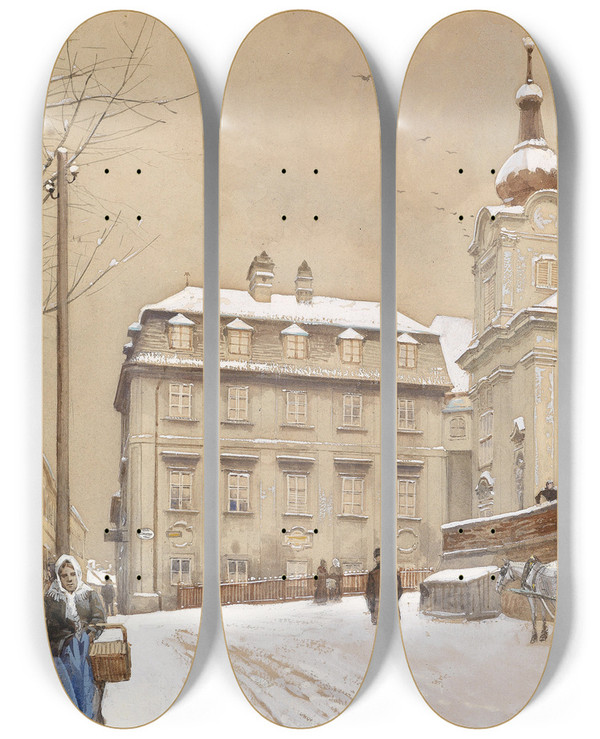 Triptych art skateboard deck of Franz Poledne Dbling by Franz Poledne (1873-1932)