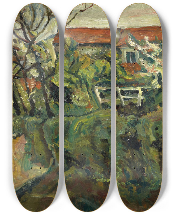 Triptych art skateboard deck of Cham Soutine Maisons Dans Un Paysage by Chaim Soutine (1893-1943)