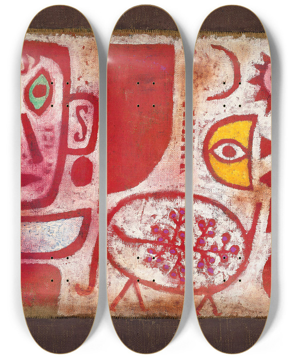 Triptych art skateboard deck of Paul Klee Rausch by Paul Klee (1879-1940)