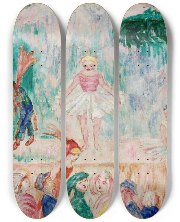 Triptych art skateboard deck of James Ensor Petit Thtre by James Ensor (1860-1949)