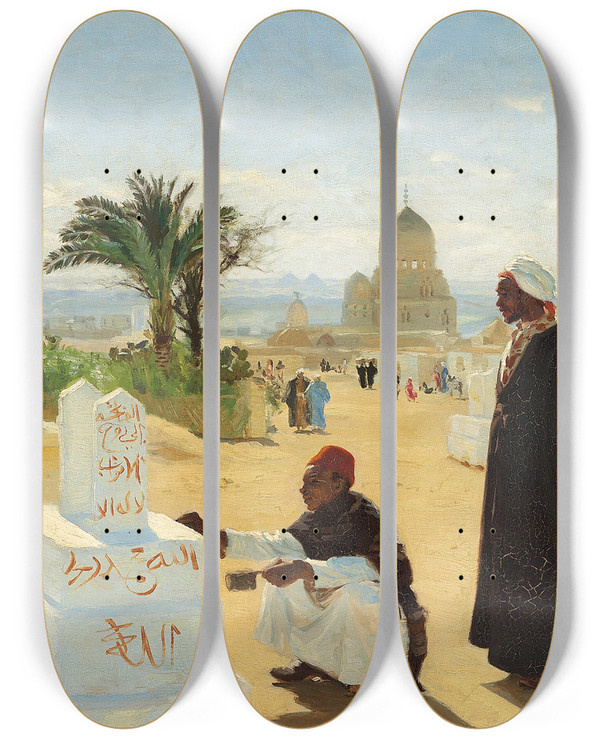 Triptych art skateboard deck of Hans Andersen Brendekilde Apostlen Jacobs Og Profeten Zacharias Grave by Hans Andersen Brendekilde (1857-1942)