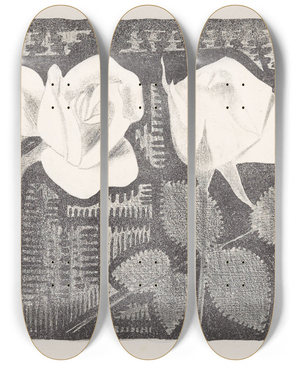 Triptych art skateboard deck of Samuel Jessurun De Mesquita Twee Rozen_2 by Samuel Jessurun De Mesquita (1868-1944)