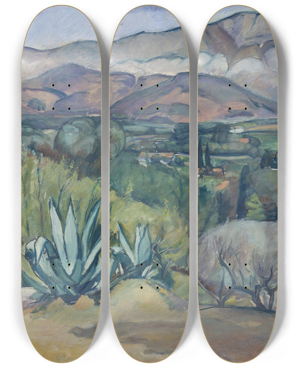 Triptych art skateboard deck of Mathilde Battenberg Provence Landscape by Mathilde Battenberg