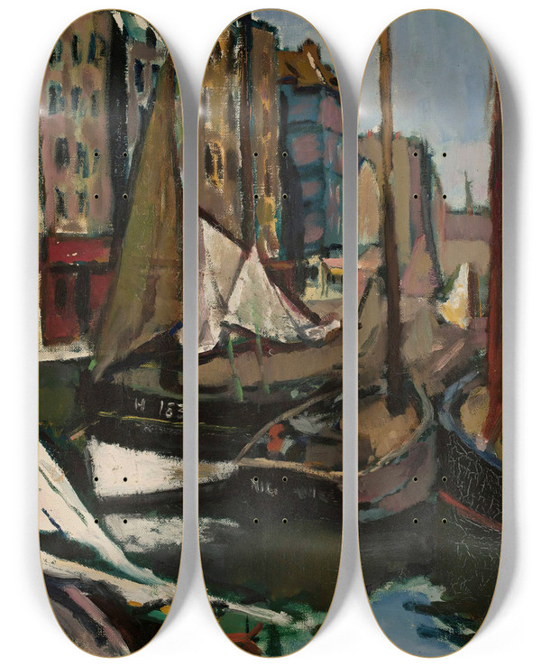 Triptych art skateboard deck of Bronisaw Abramovitsch Port by Bronislaw Abramovitsch (1837-1912)