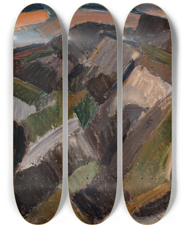 Triptych art skateboard deck of Leo Gestel Landscape by Leo Gestel (1881-1941)