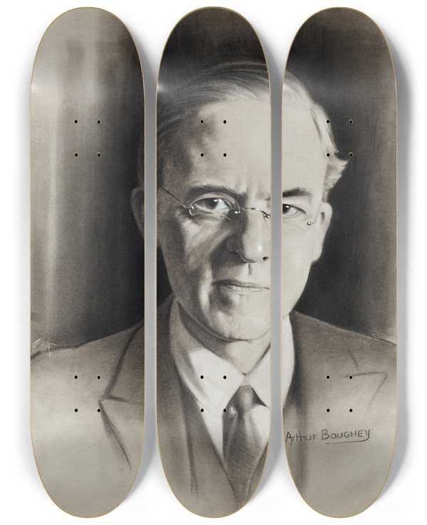 Triptych art skateboard deck of Arthur Boughey Sir Stafford Cripps by Arthur Boughey (1970-1976)