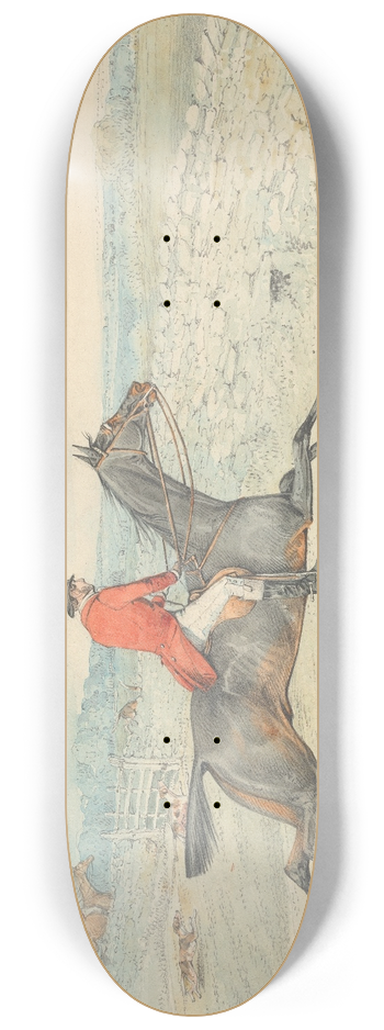 Henry Thomas Alken - Rider on a Brown Horse Going at a Wall 8.25 inch art skate deck