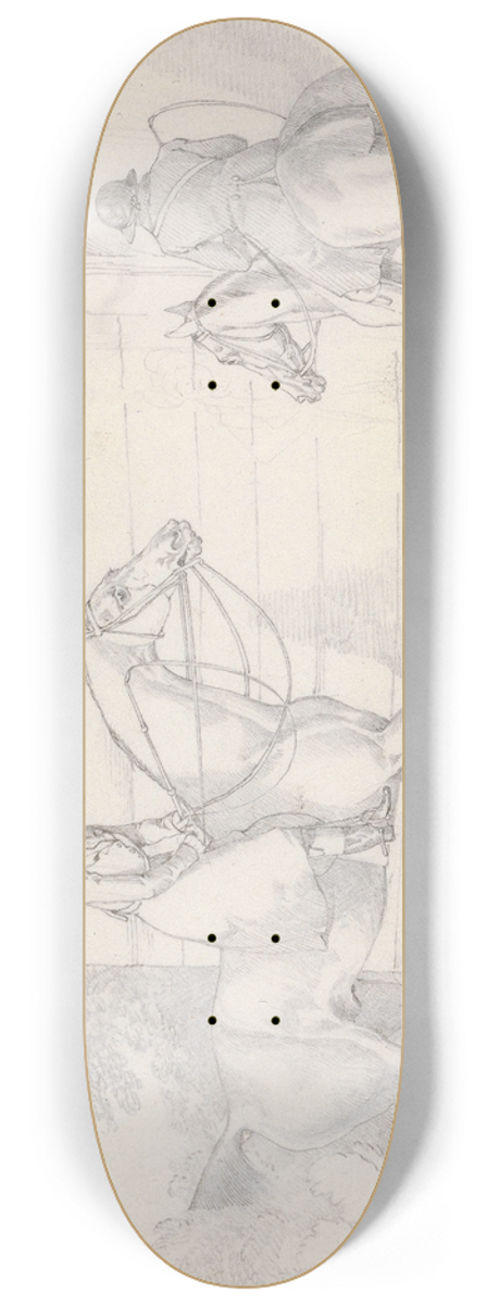 Henry Thomas Alken - Scraps, no. 22: Hunting, Unkennelling with Two Riders Watching 8.25 inch art skate deck
