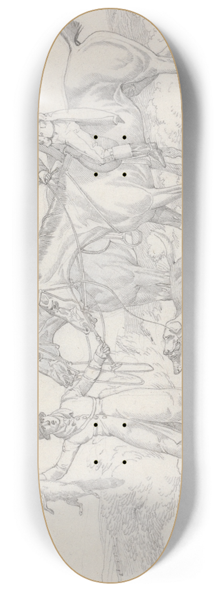 Henry Thomas Alken - Scraps, No. 26: Hunting  The Kill, Fox About to be Thrown to the Hounds 8.25 inch art skate deck