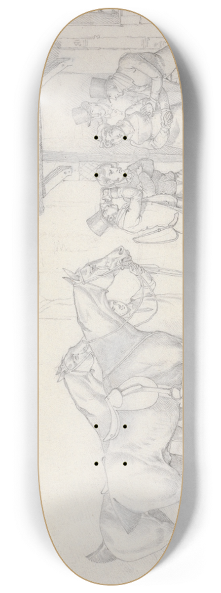 Henry Thomas Alken - Scraps, No. 27: Two Dismounted Riders Drinking at an Alehouse Door 8.25 inch art skate deck