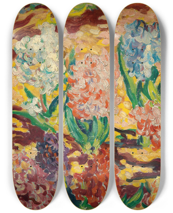 Triptych art skateboard deck of Louis Valtat Les Jacinthes by Louis Valtat (1869-1952)