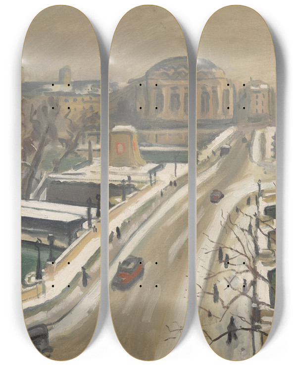 Triptych art skateboard deck of Albert Marquet Le Pont Neuf Paris by Albert Marquet (1875-1947)