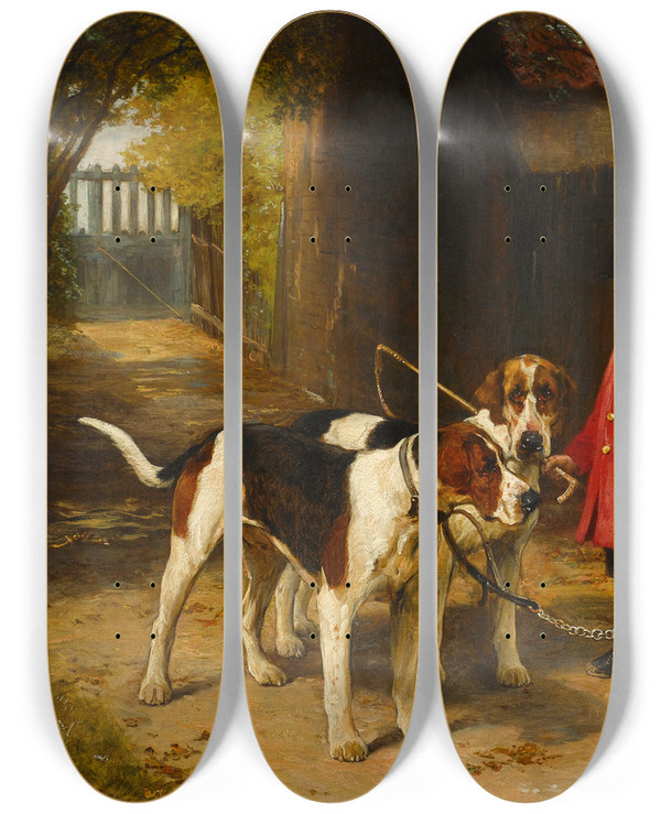 Triptych art skateboard deck of John Sargent Noble The Young Master by John Sargent Noble (1848-1896)
