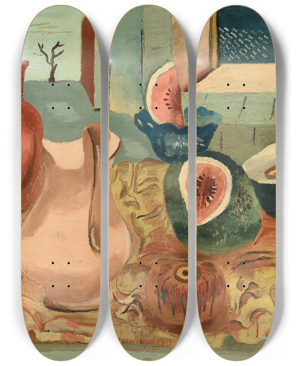 Triptych art skateboard deck of Frances Hodgkins Cut Melons by Frances Hodgkins (1869-1947)