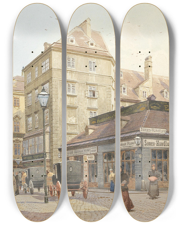 Triptych art skateboard deck of Franz Poledne Eisgrbl Vienna by Franz Poledne (1873-1932)