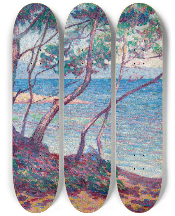 Triptych art skateboard deck of Maximilien Luce Paysage_2 by Maximilien Luce (1858-1941)