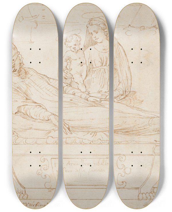 Triptych art skateboard deck of Baldassare Peruzzi Entwurf Fr Das Grabmal Eines Bischofs by Baldassare Peruzzi (1481-1536)