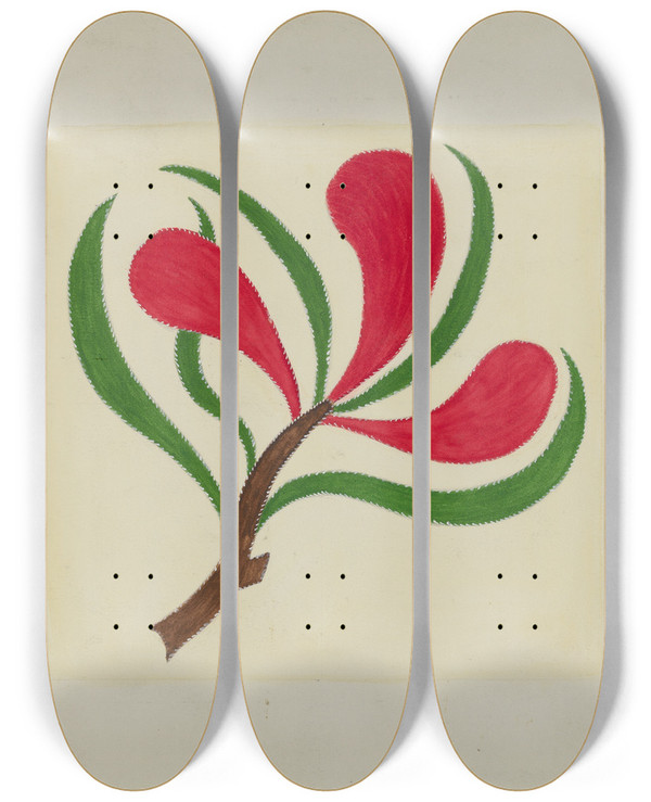 Triptych art skateboard deck of Cornelius Christoffels And Margaret Linsley Quilt One Square_3 by Cornelius Christoffels And Margaret Linsley