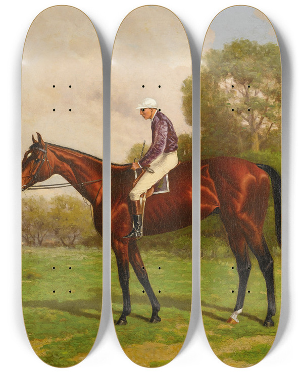Triptych art skateboard deck of Henry Stull Montana With Garrison Up by Henry Stull (1851-1913)