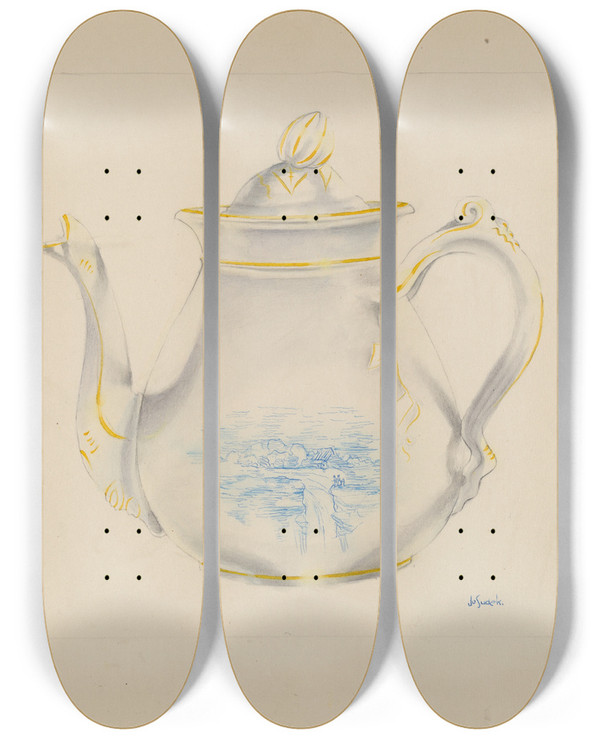 Triptych art skateboard deck of Joseph Sudek Teapot_2 by Joseph Sudek