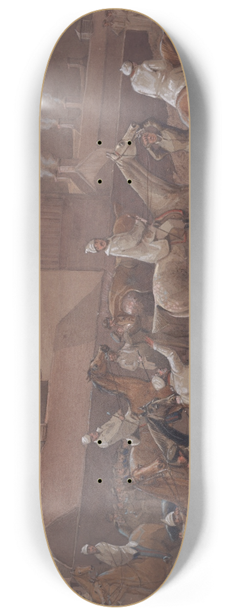 Henry Thomas Alken - The Night Riders of Nacton; Preparing to Start. Ipswich, the Watering Place behind the Barracks 8.25 inch art skate deck
