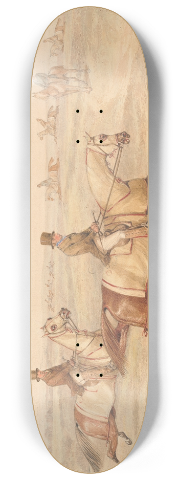 Henry Thomas Alken - Two Riders Exercising Horses at a Gallop 8.25 inch art skate deck