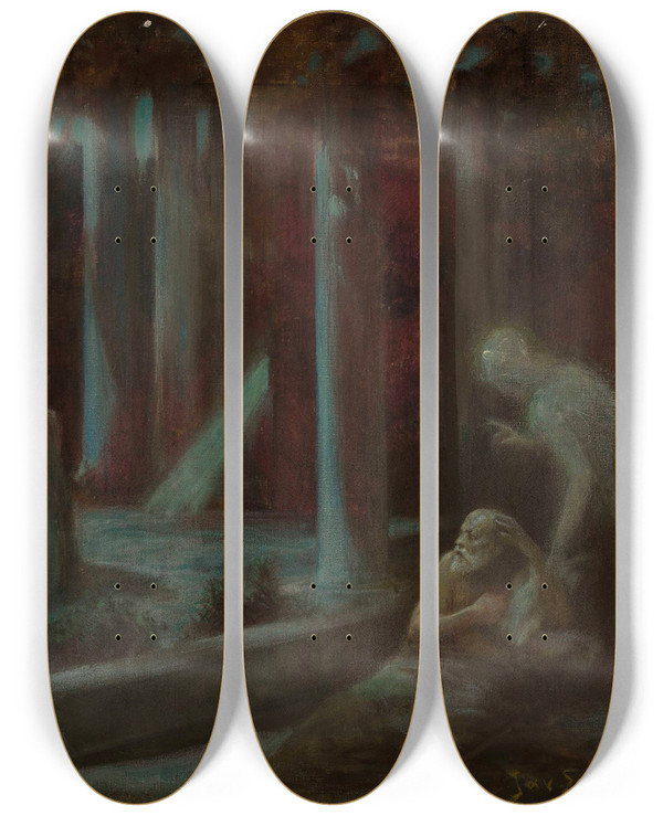 Triptych art skateboard deck of Jan Styka Ulysses by Jan Styka (1858-1925)