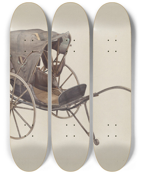 Triptych art skateboard deck of Henry Murphy Baby Chaise by Henry Murphy